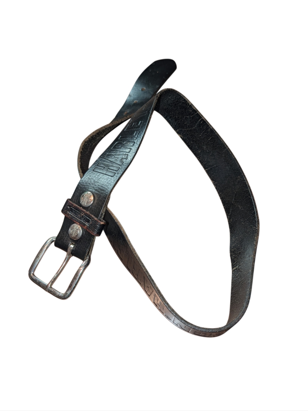 Harley-Davidson Black Leather Men's Belt with Embossed Logo